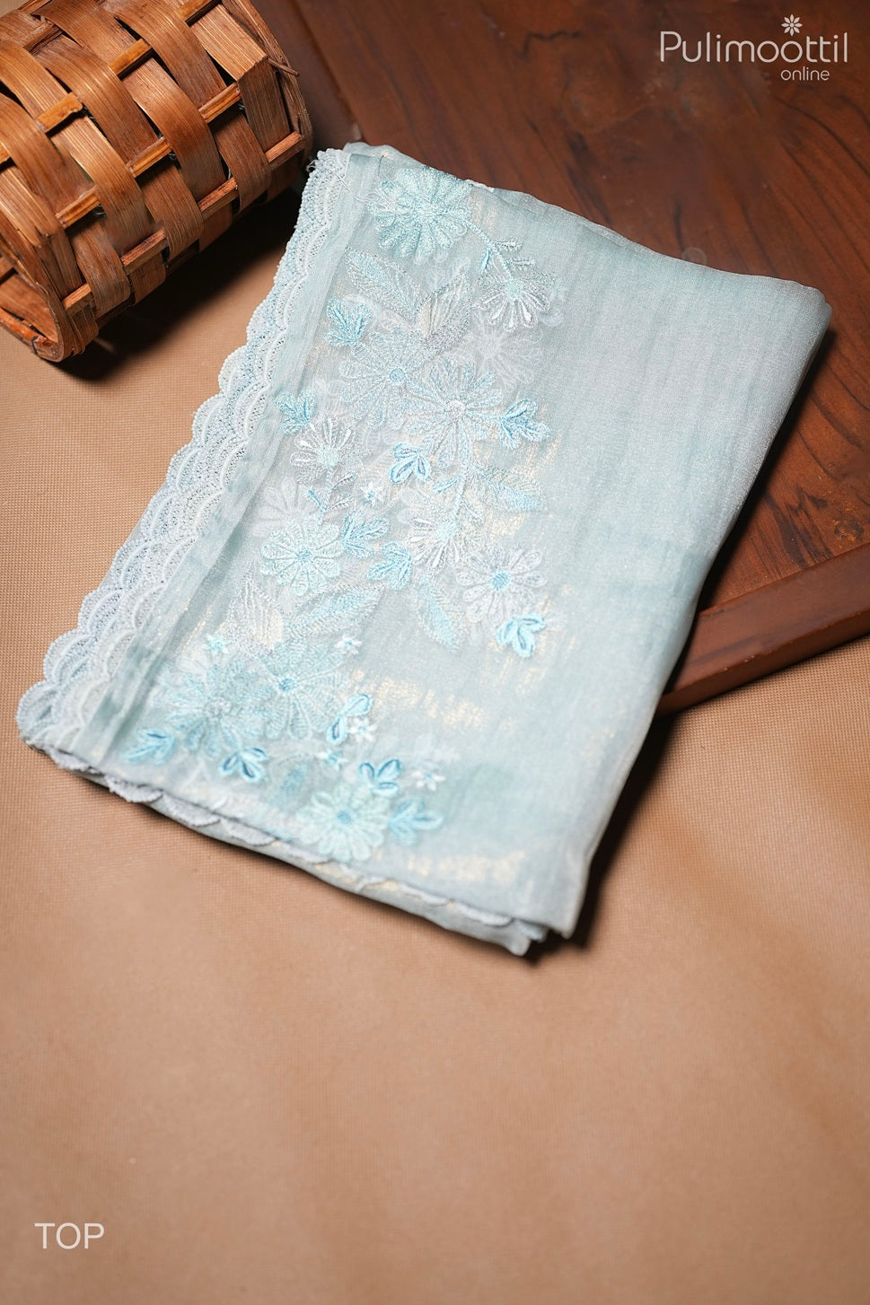 Powder Blue Shimmer Organza Unstitched Salwar Set