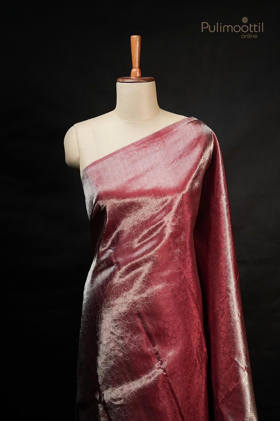 Maroon Colour Silver Tissue Kanchipuram Silk Saree