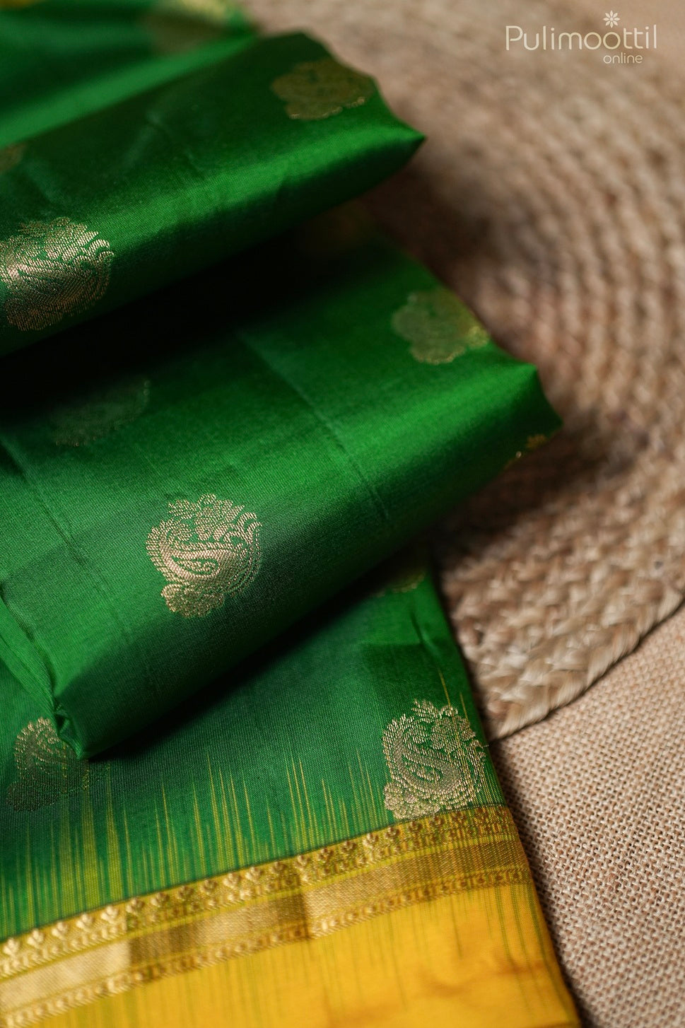 Green color Kanchipuram designer saree