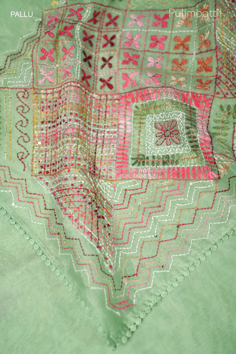 Mint Green Colour Hand Embroidery Organza Fancy Saree