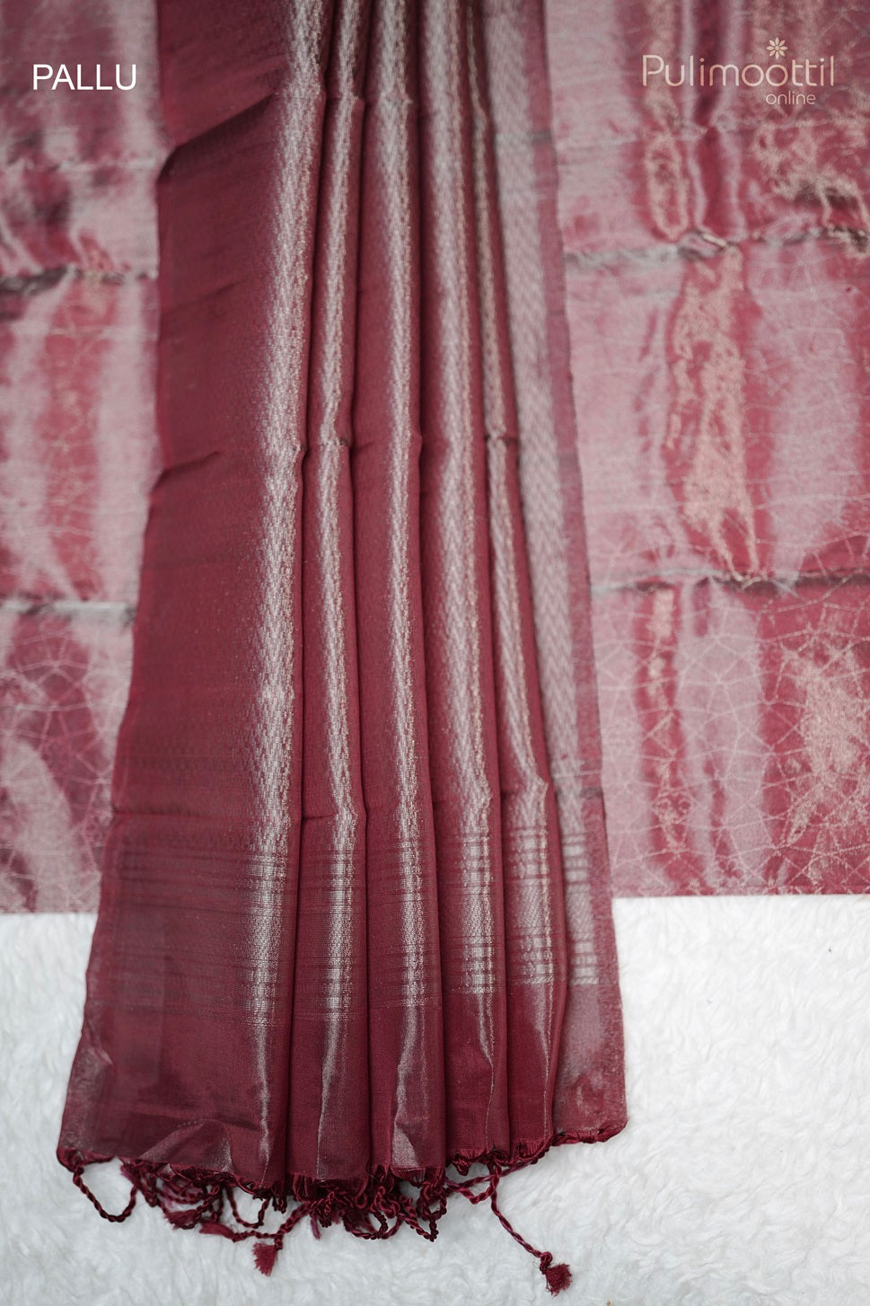 Maroon Colour Silver Tissue Kanchipuram Silk Saree