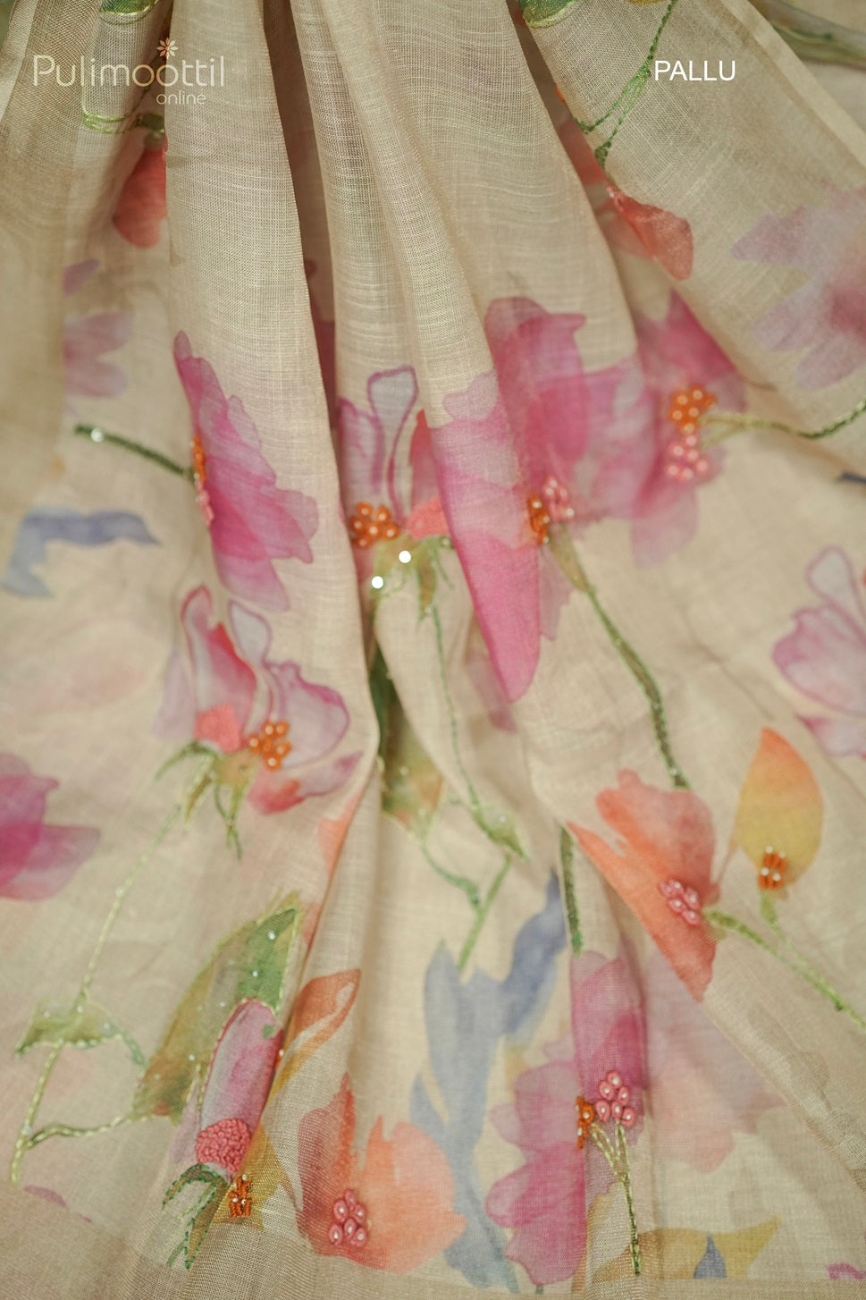 Pastel Olive Green Colour Golden Tissue Hand Embroidery Fancy Saree