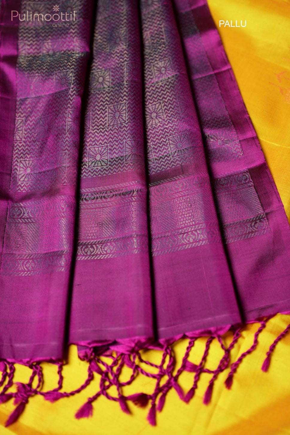 Mustard yellow-colored Kanchipuram soft silk saree