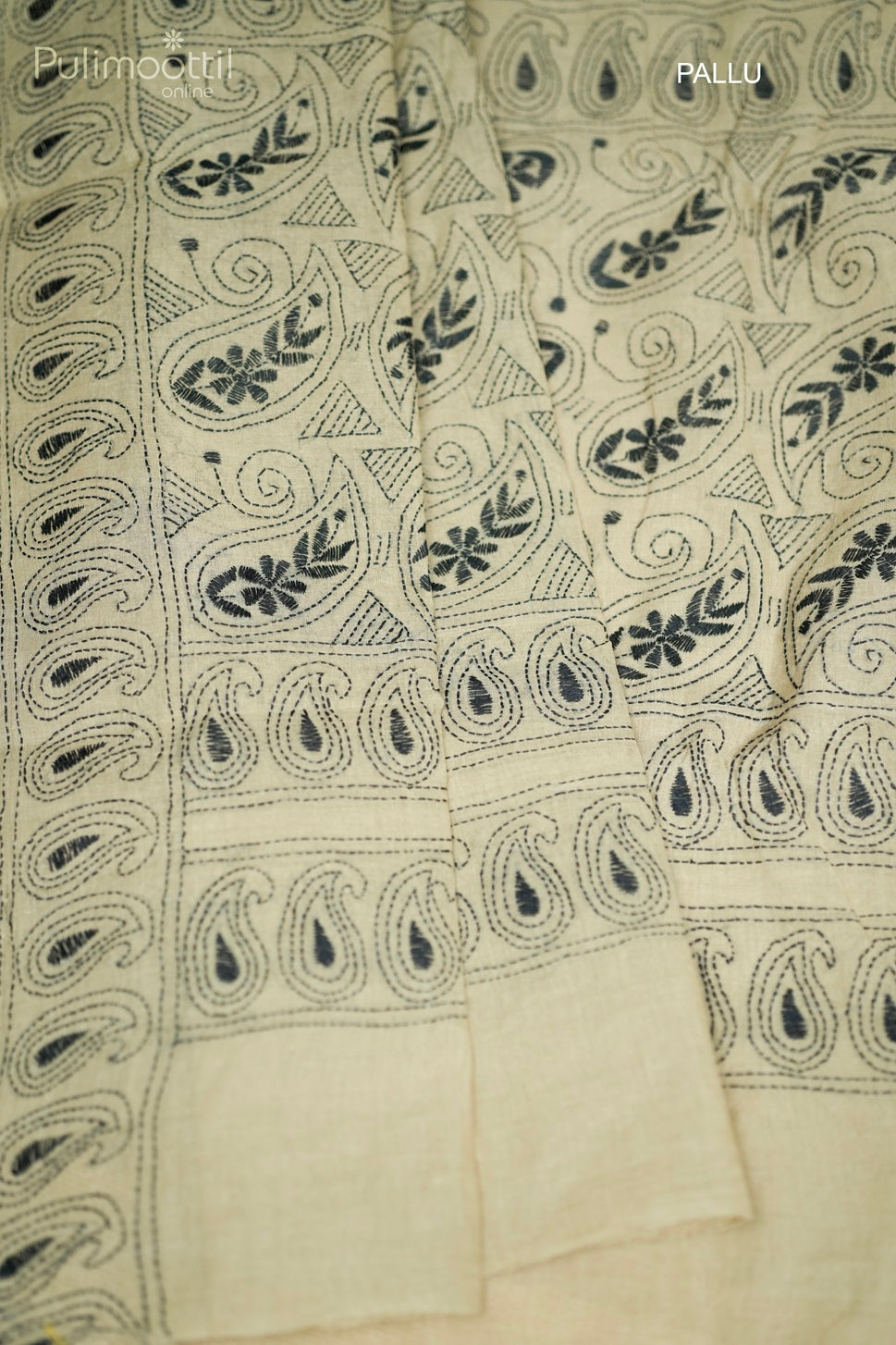 Light Chickoo Colour Hand Embroidery Pure Cotton Saree