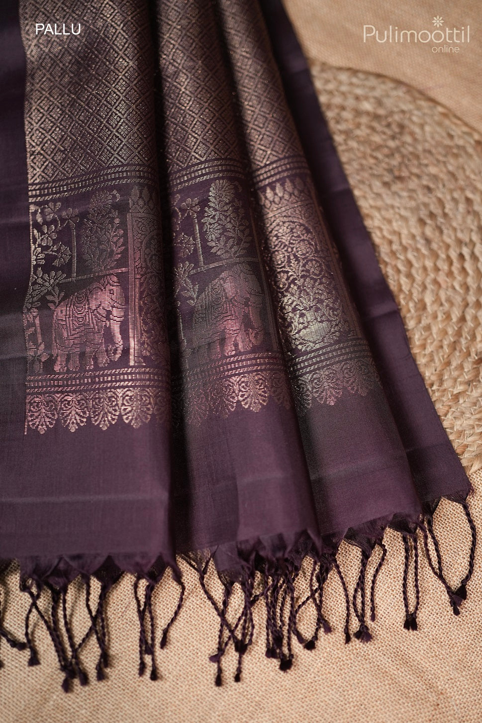 Light Chocolate Colour Kanchipuram Designer Saree
