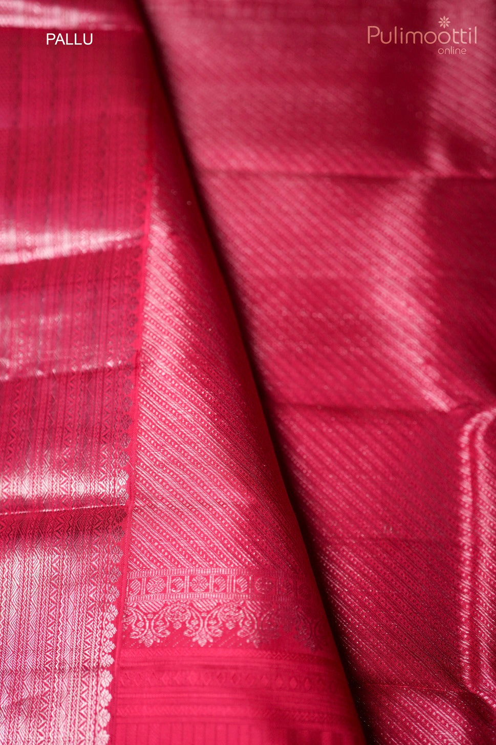 Rani pink-colored Kanchipuram self-print designer saree