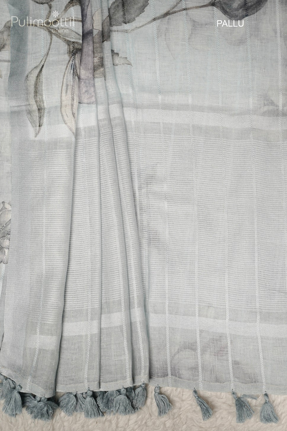 Powder Blue Colour Linen Saree