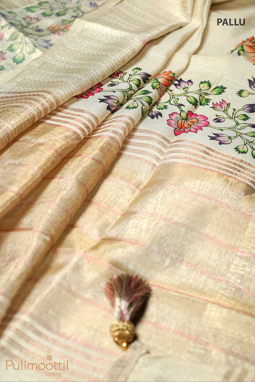 Kerala Cream Colour Cotton Set Saree.