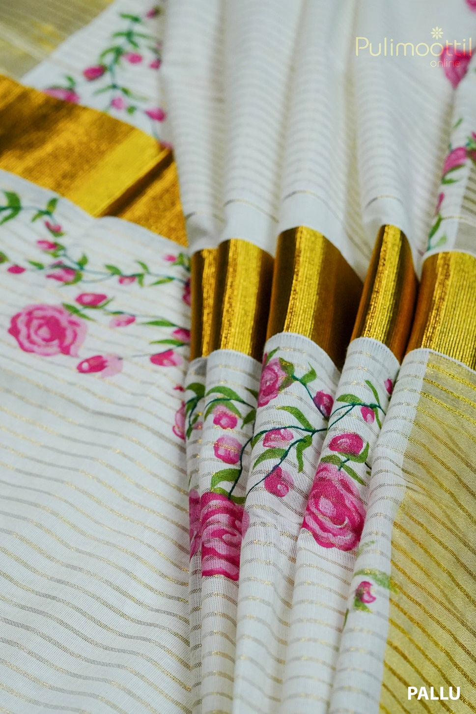Cream Colour Kerala Cotton Set Saree.