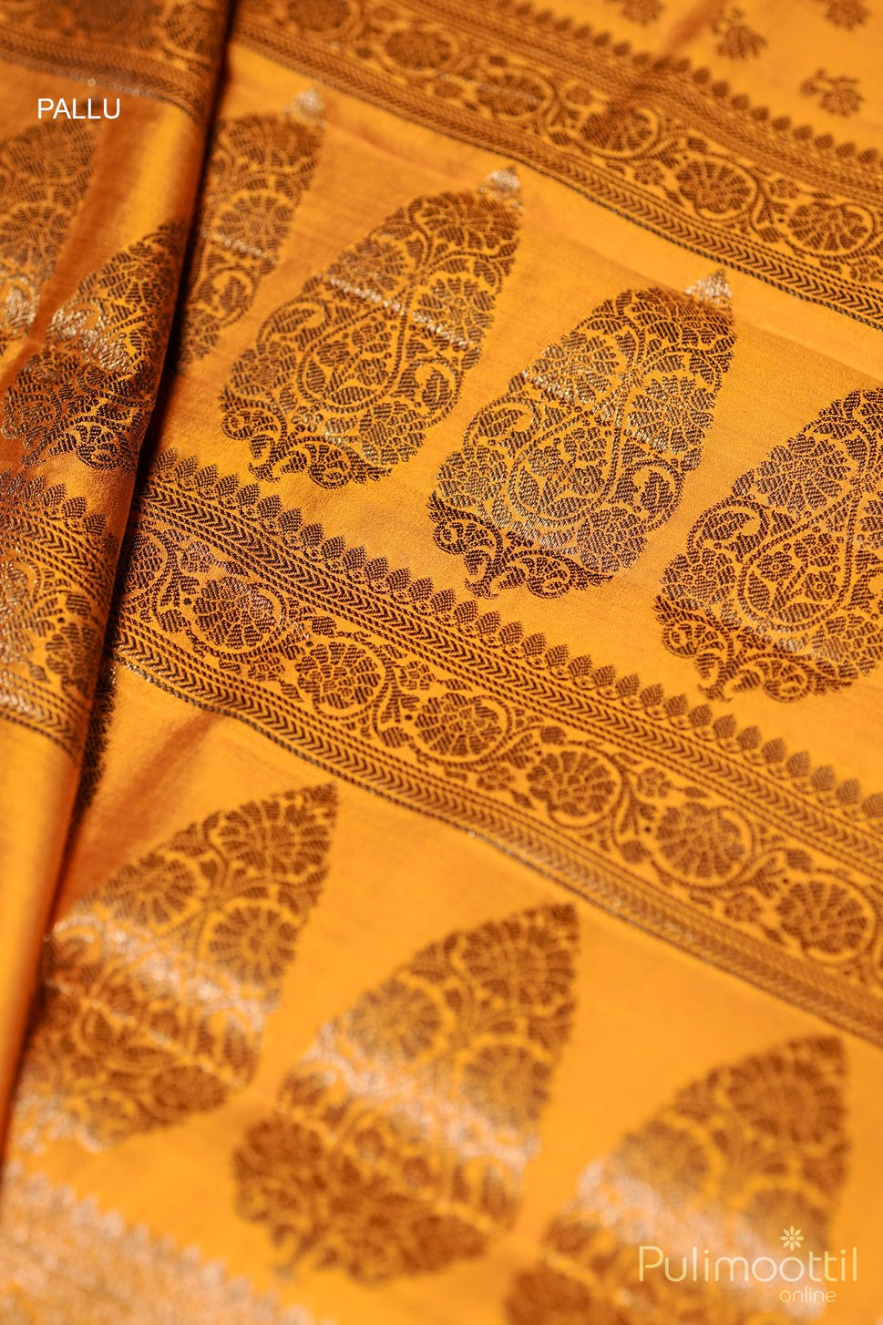 Mustard Yellow Chiniya Silk Saree.