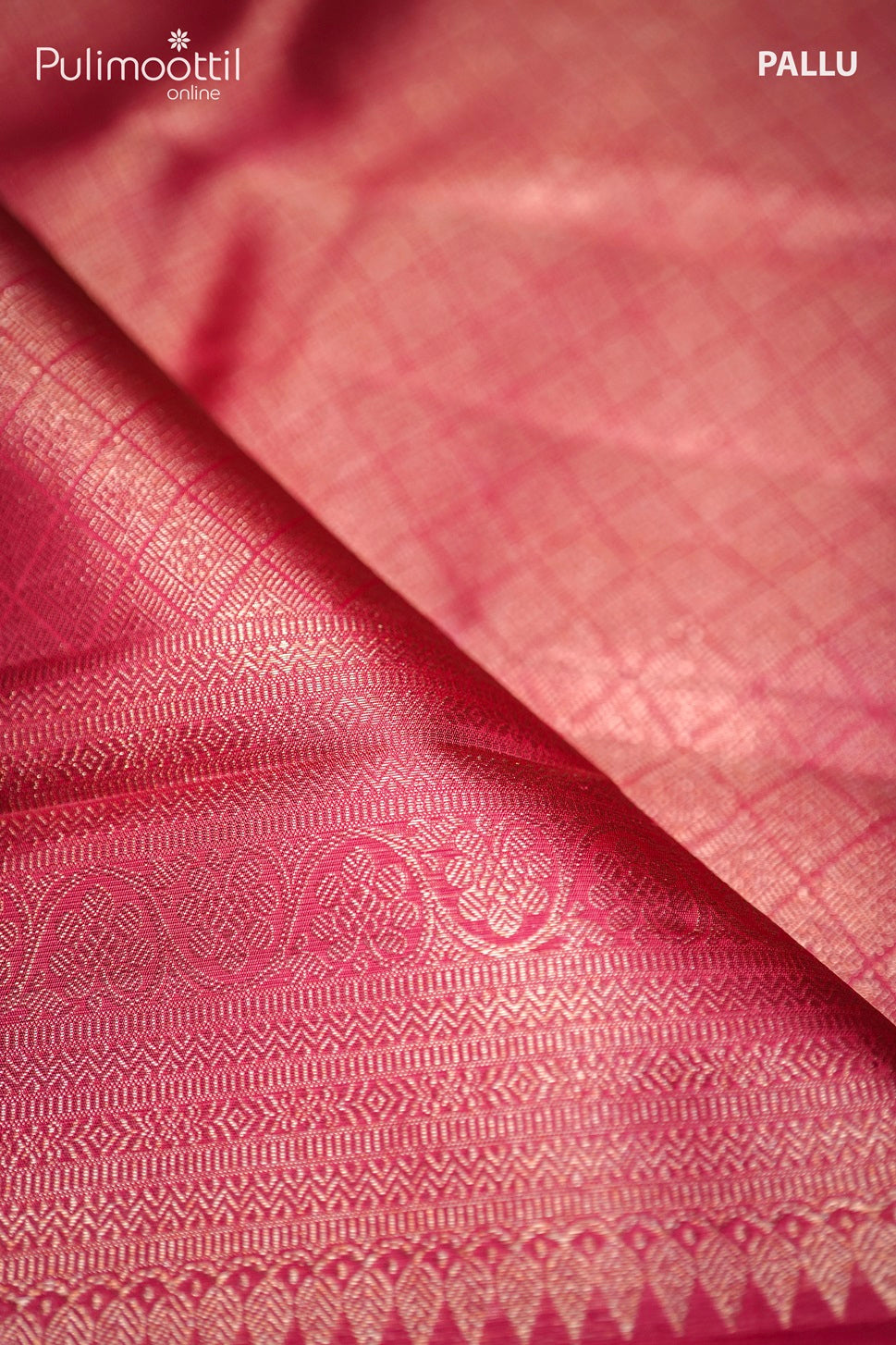 Pink Red Colour Kanchipuram Brocade Saree.