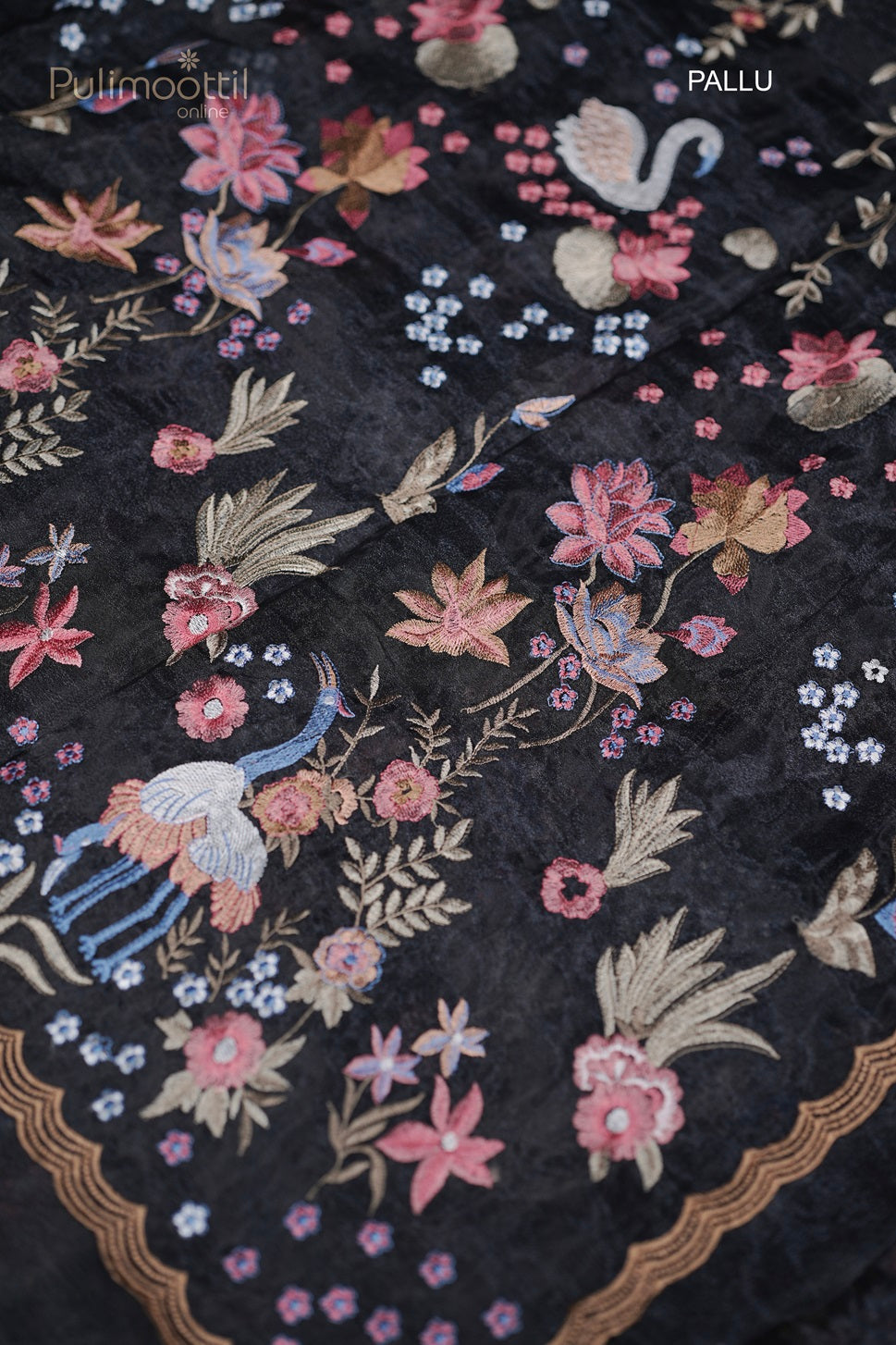 Black Colour Organza Embroidery Fancy Saree