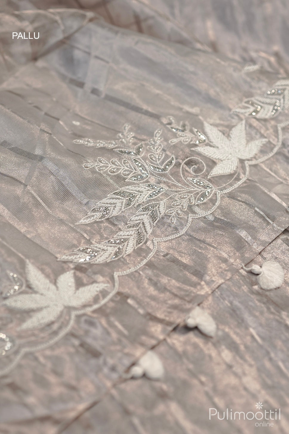 Ivory Colour Fancy Organza Saree.