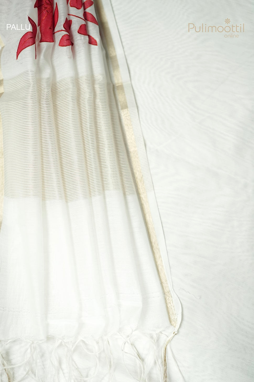 White Colour Semi Chanderi Appliqué Work Saree