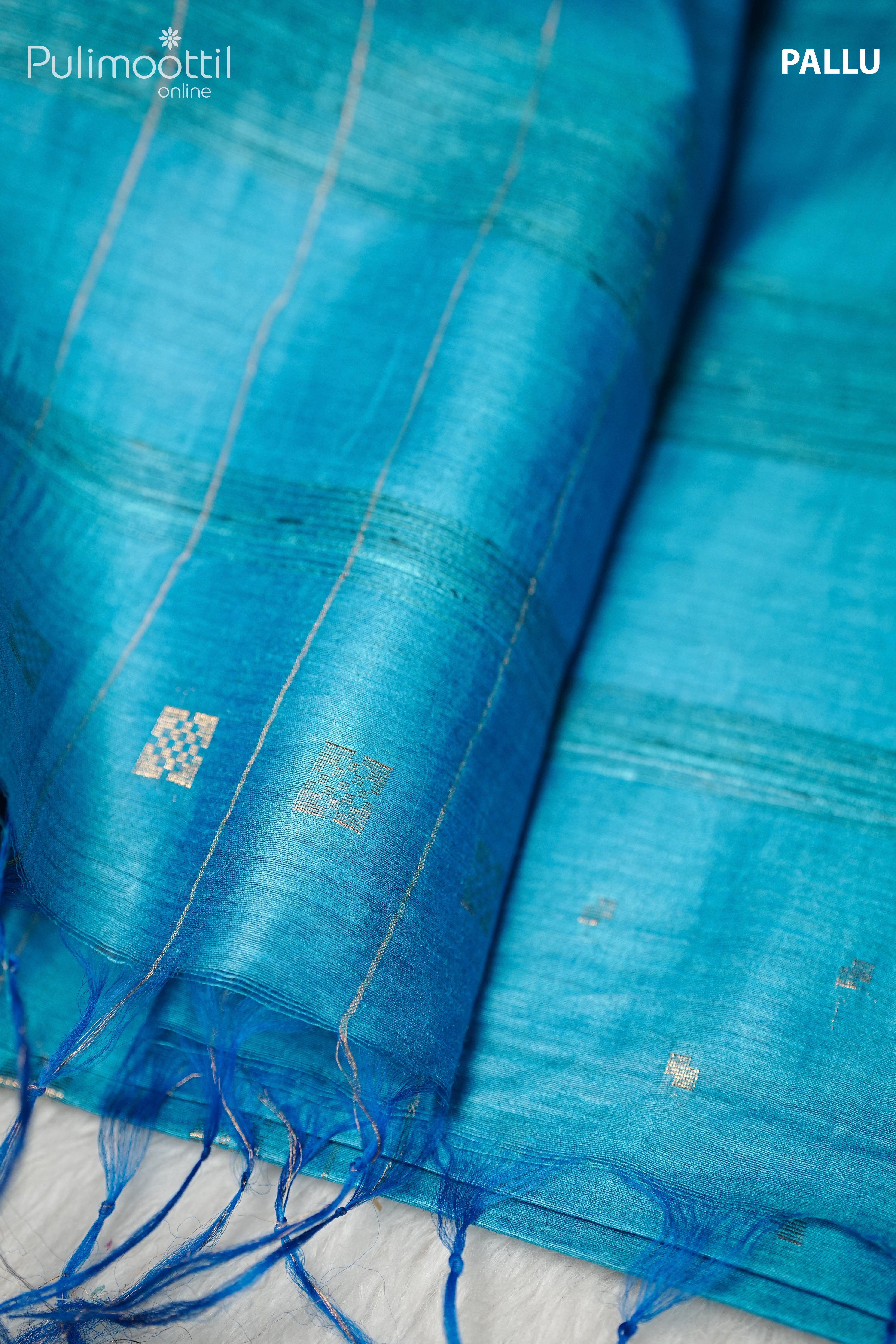 Sky Blue Colour Tussar Silk Saree.