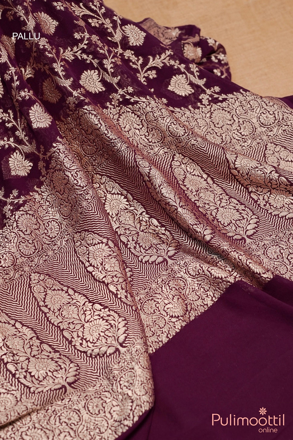 Purple Colour Georget Banarasi Saree.
