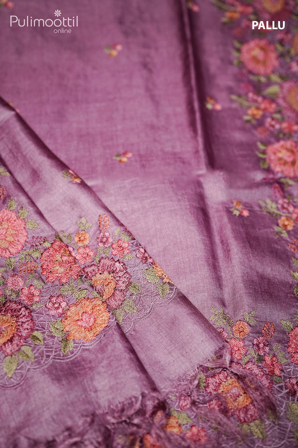 Onion Shade Tussar Silk Saree.