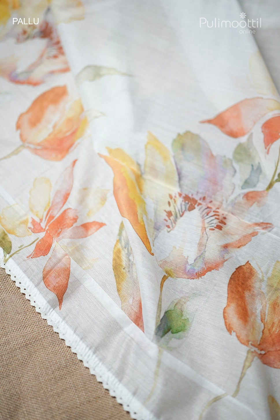 Off White Colour Floral Printed Fancy Saree