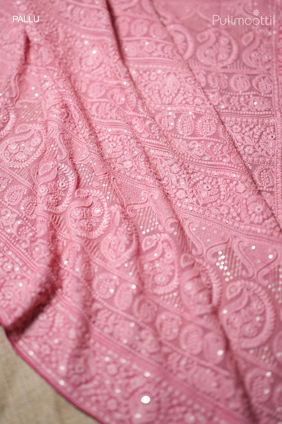 Peach Pink Colour Georgette Fancy Saree