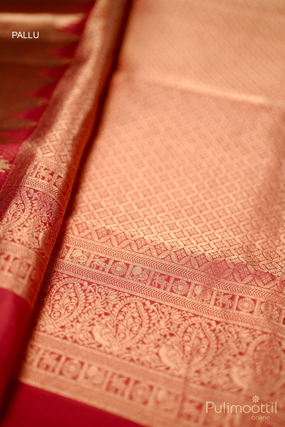 Chilly Red Kanchipuram Soft Silk Saree.