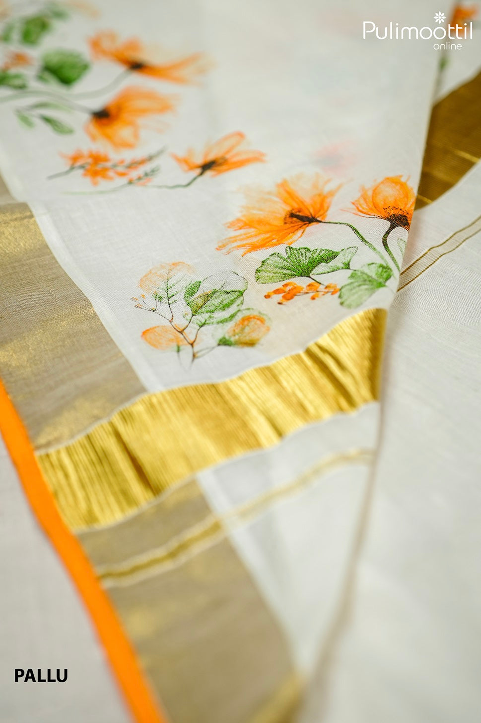 Kerala Cottan Floral Print Set Saree.
