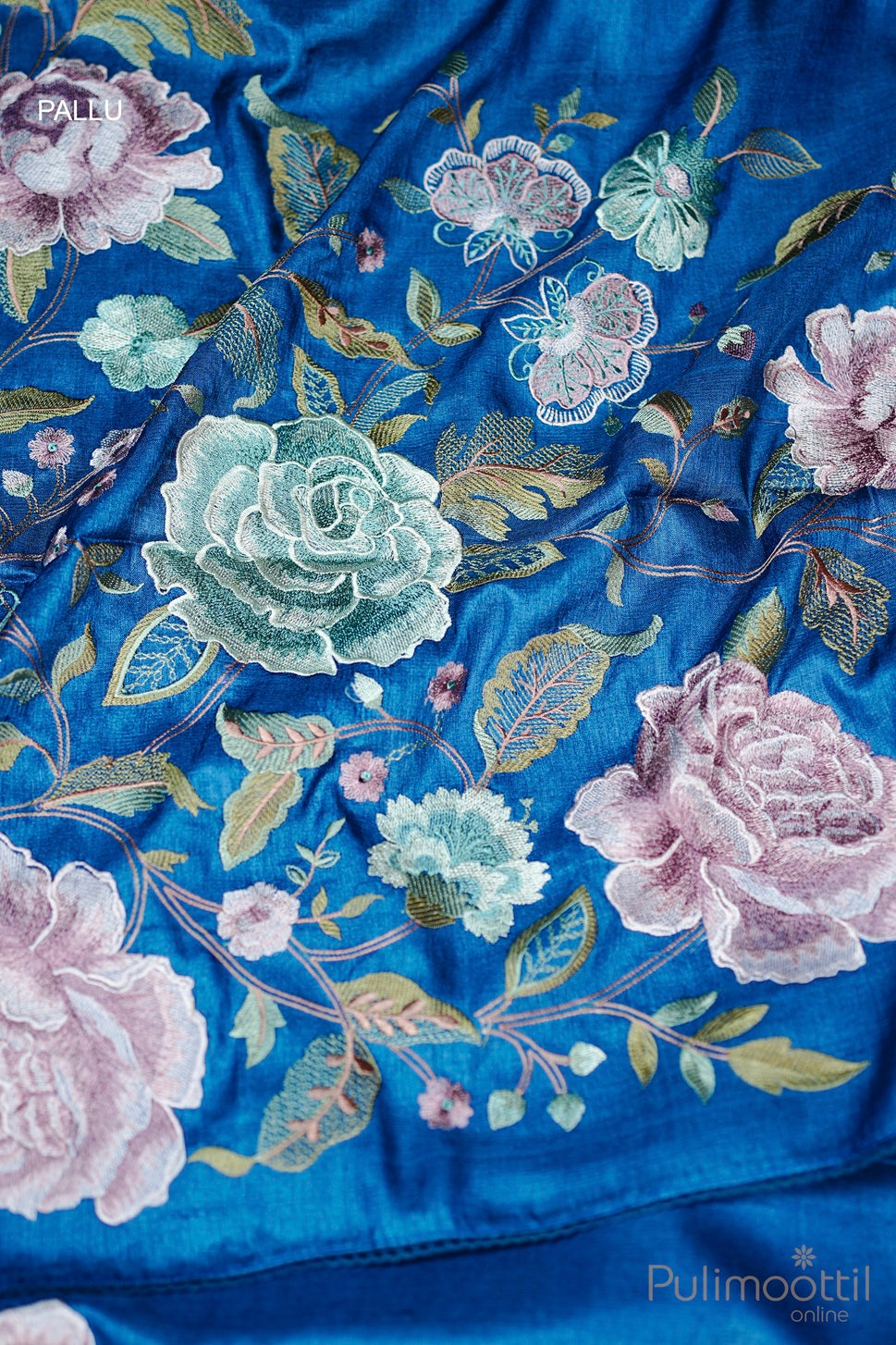 True Blue Colour Tussar Silk Saree.