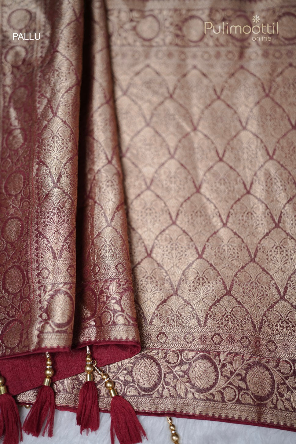 Maroon Colour Shimmer Banarasi Saree