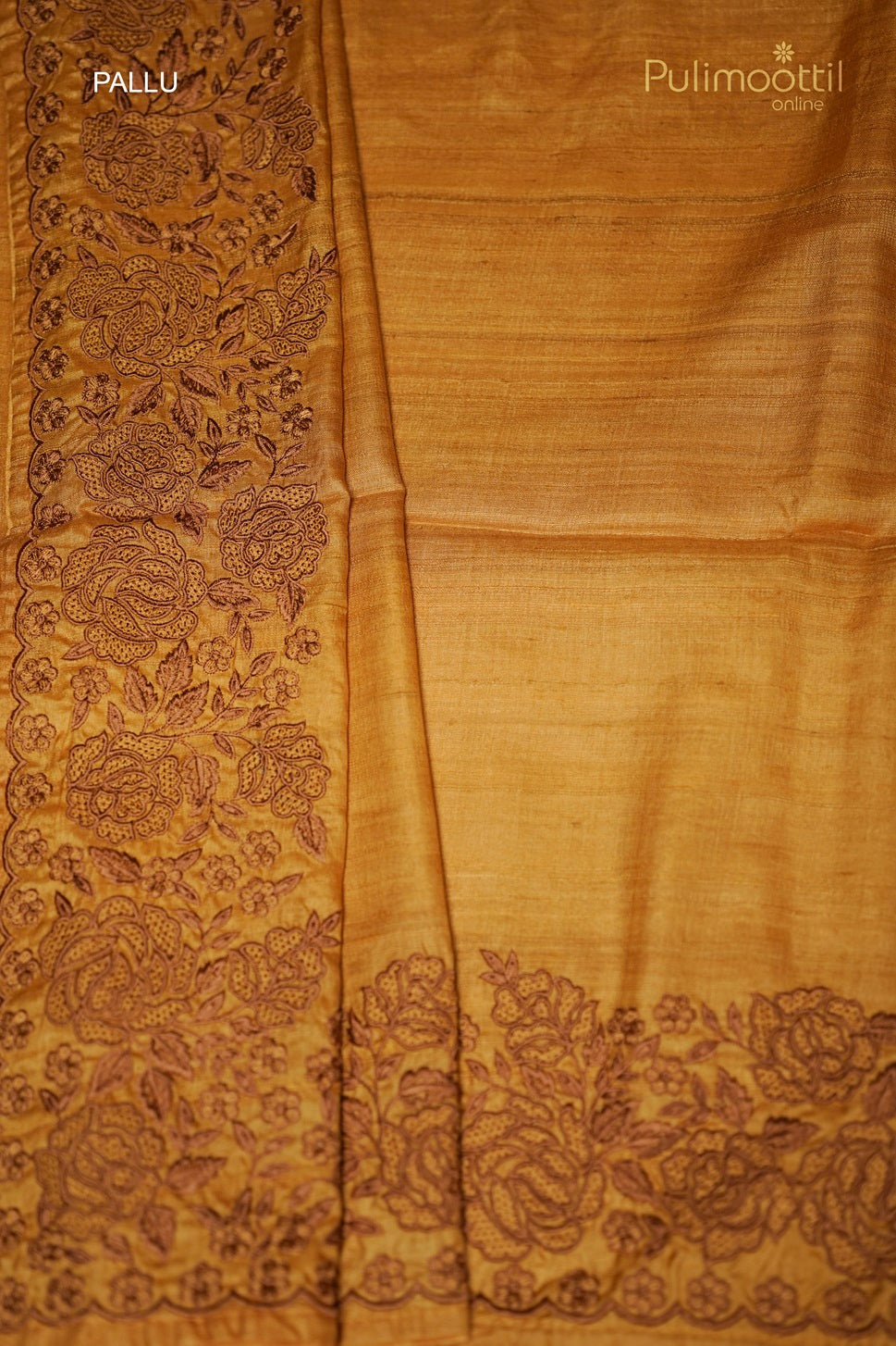Mustard yellow Colour Tussar Silk Saree