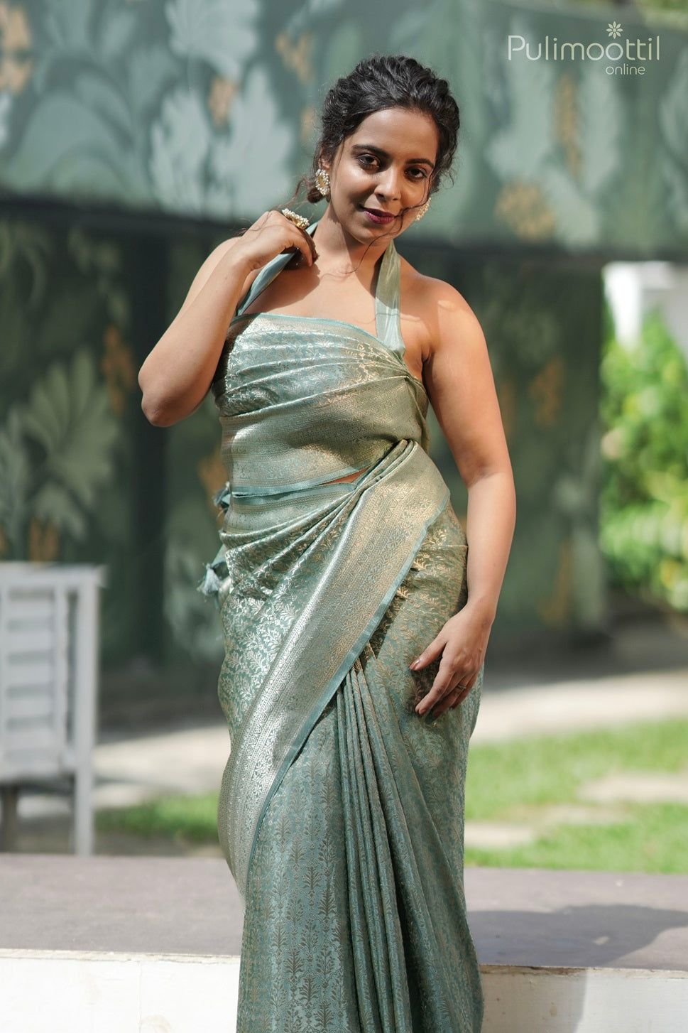 Light Sea Green Colour Banarasi Silk Saree