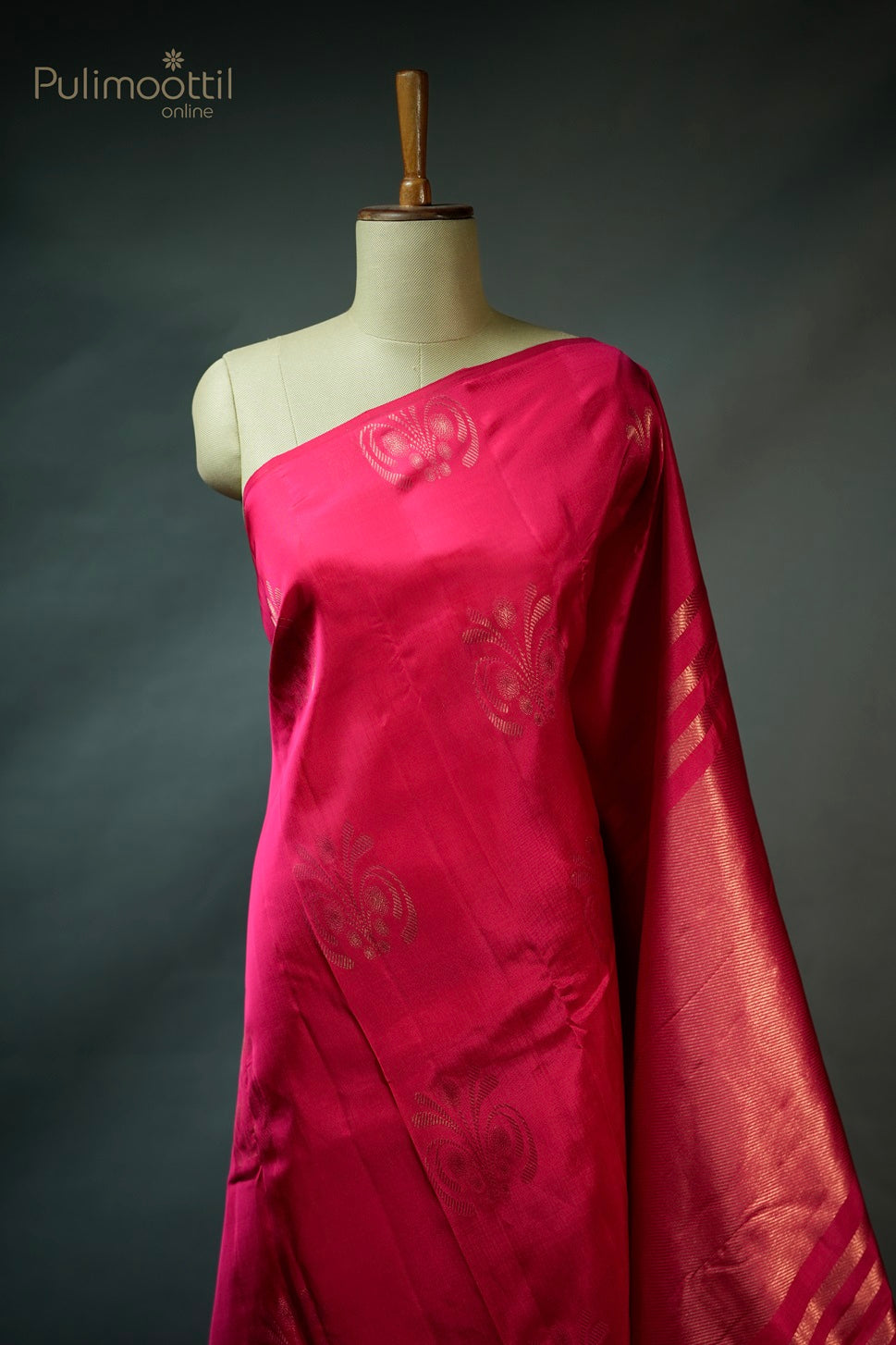 Rani Pink Colour Semi Kanchipuram Saree