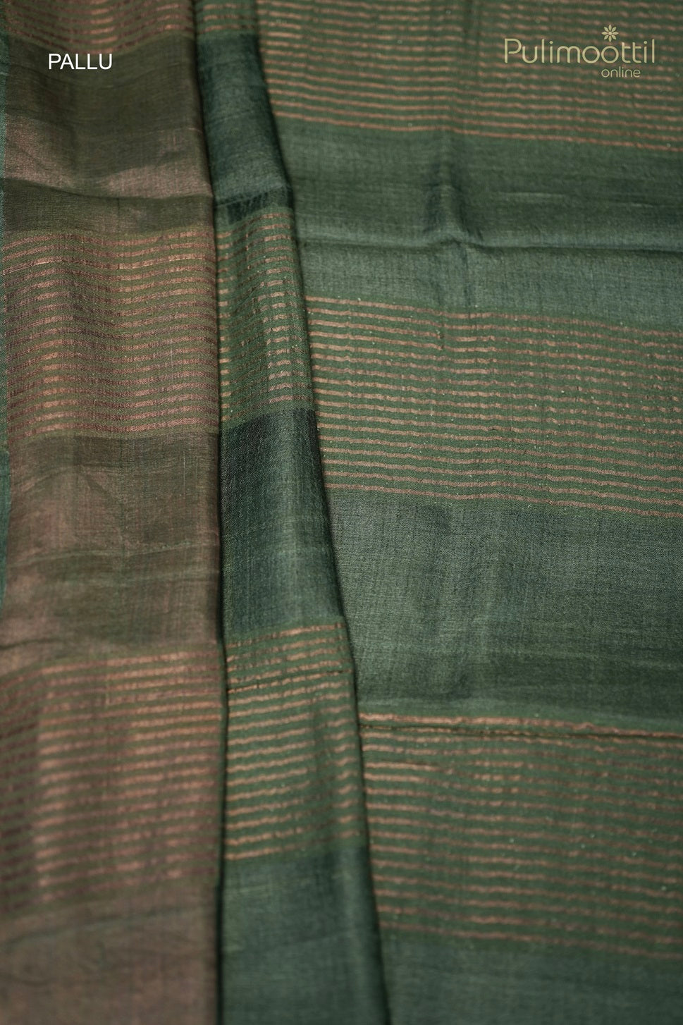 Bronze olive green Tussar Silk Saree