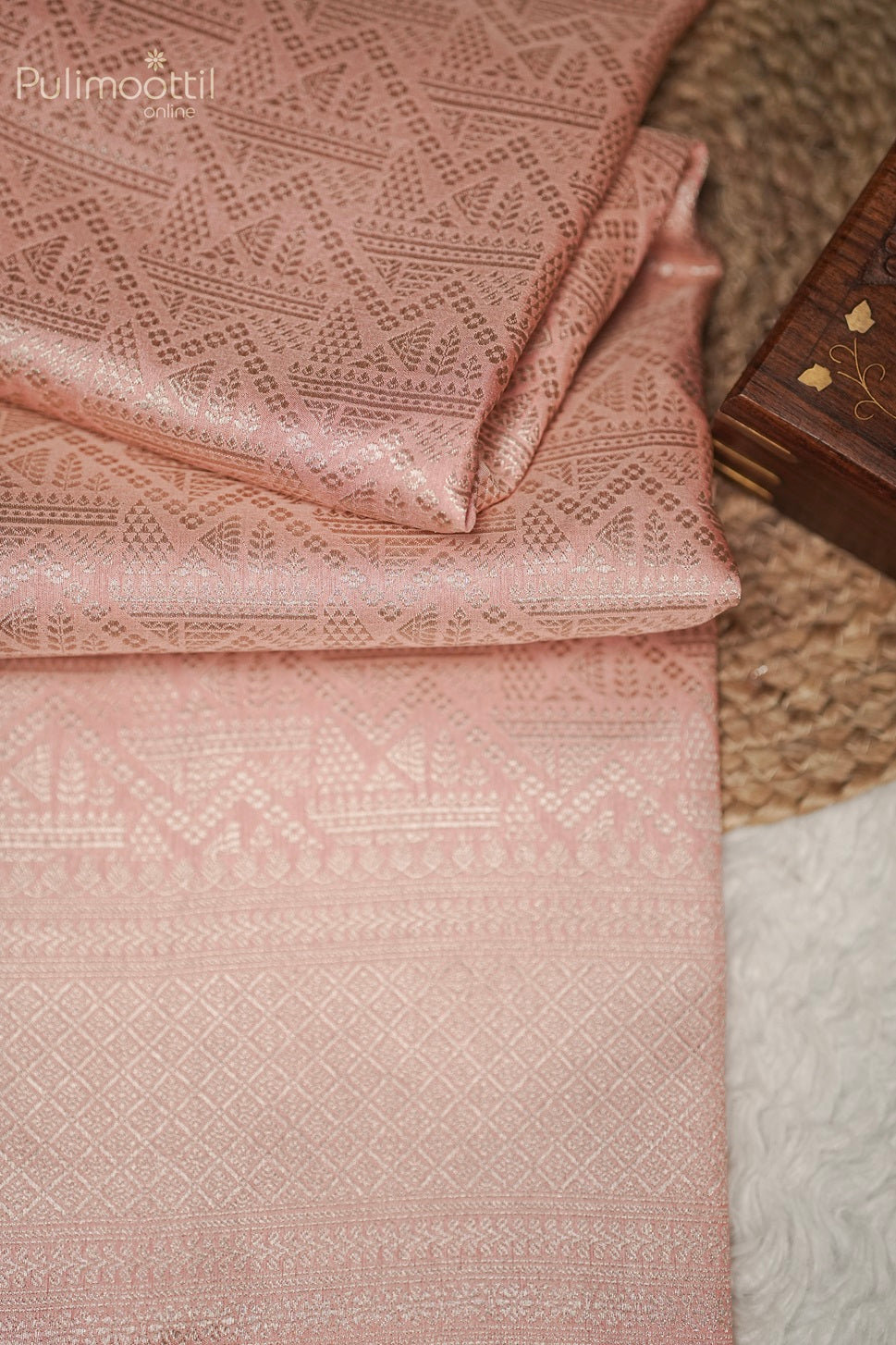 Light Peach Colour Kattan Silk Saree