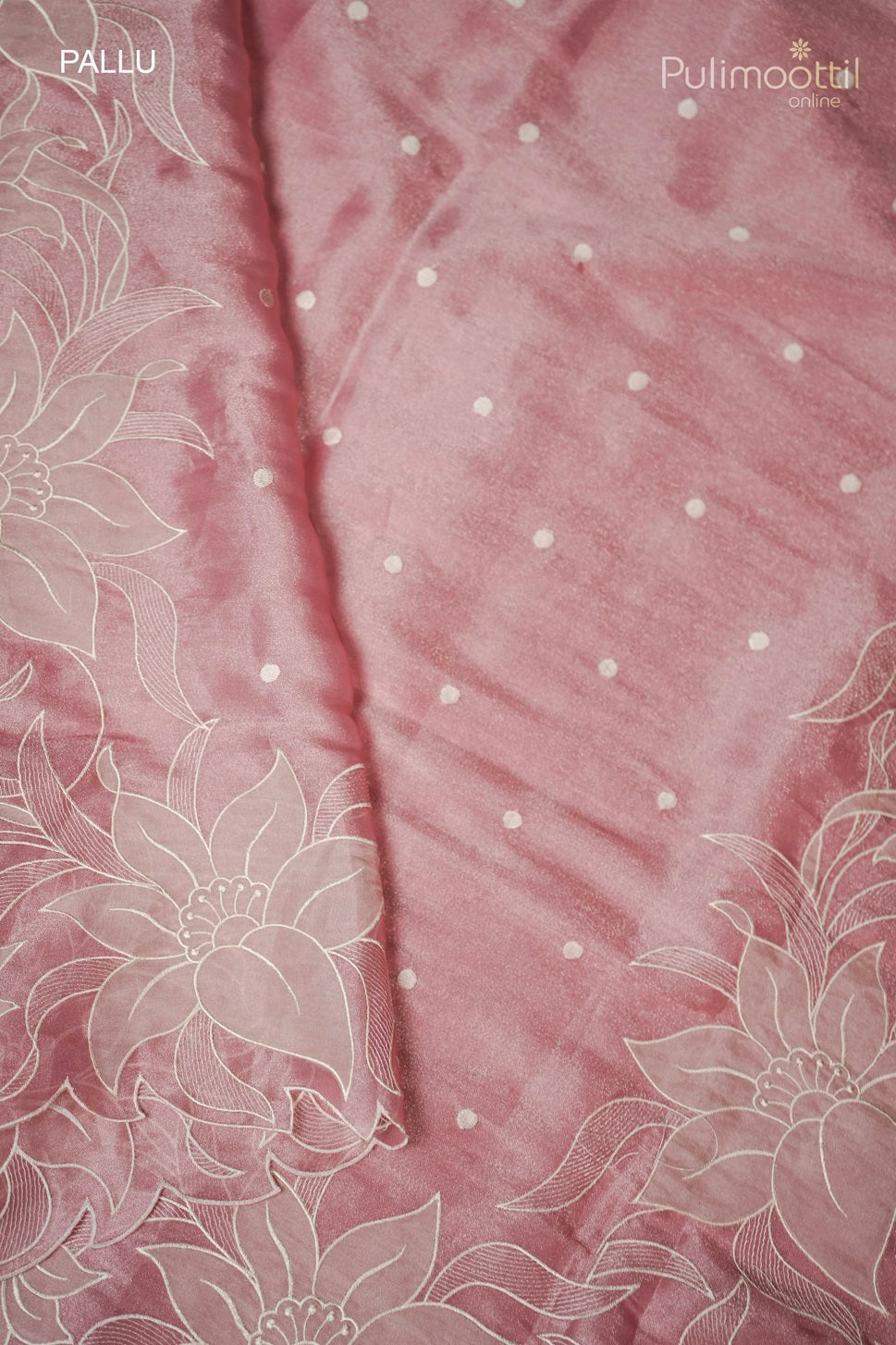 Peach Pink Colour Organza Fancy Saree