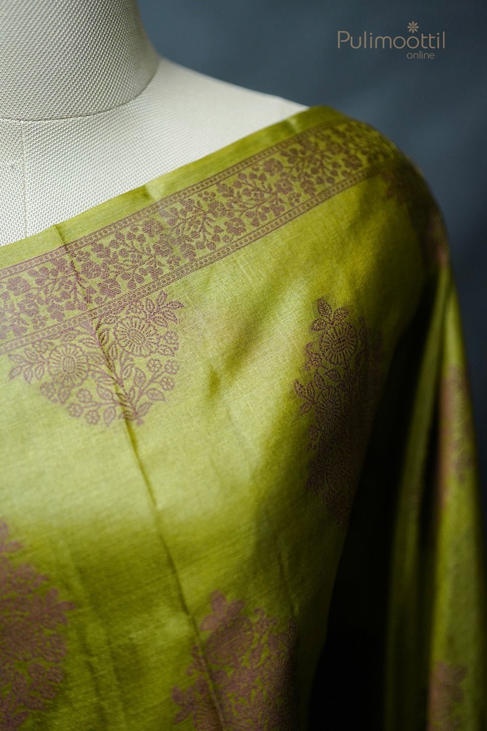 Yellow Green Colour Tussar Silk Saree