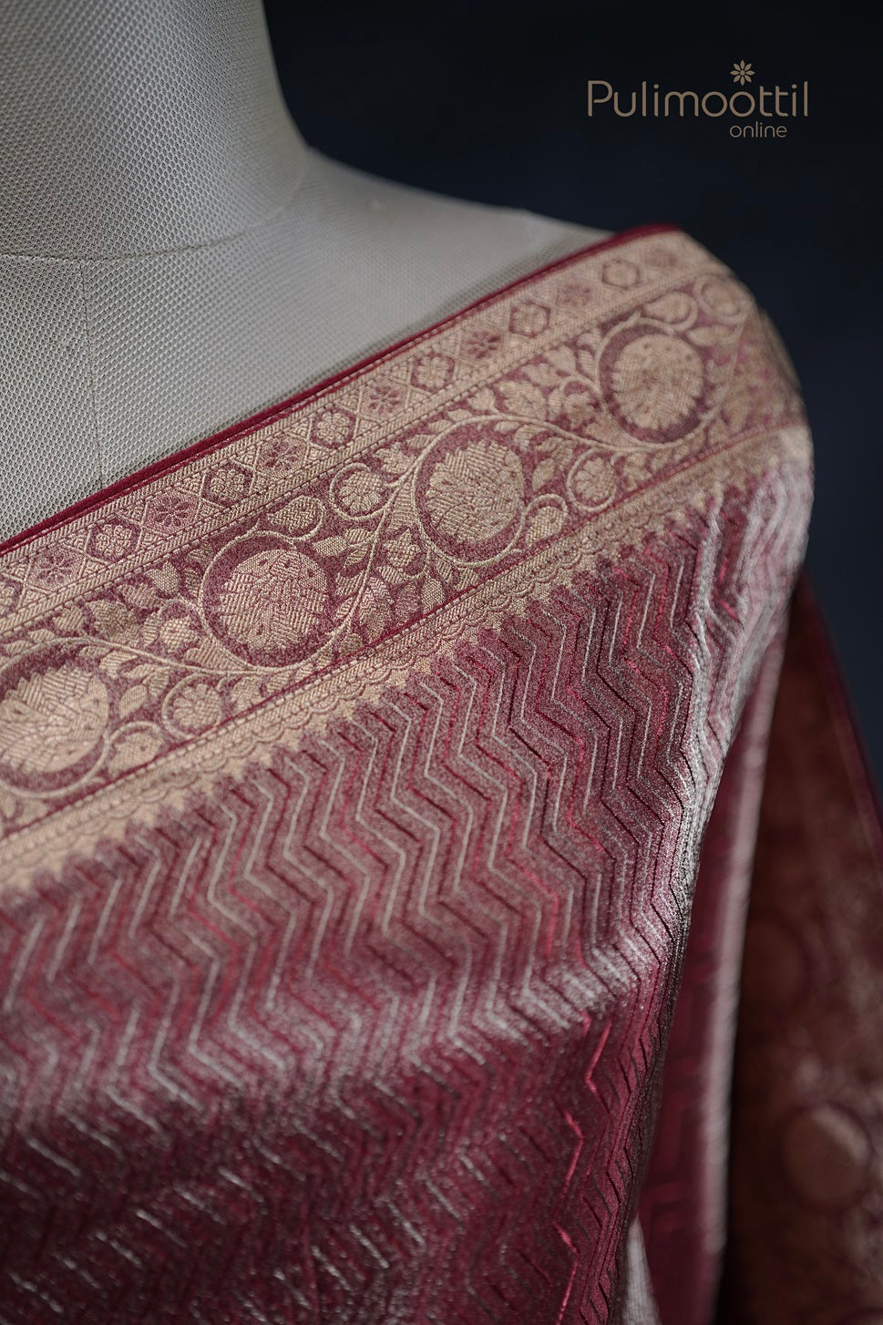 Maroon Colour Shimmer Banarasi Saree