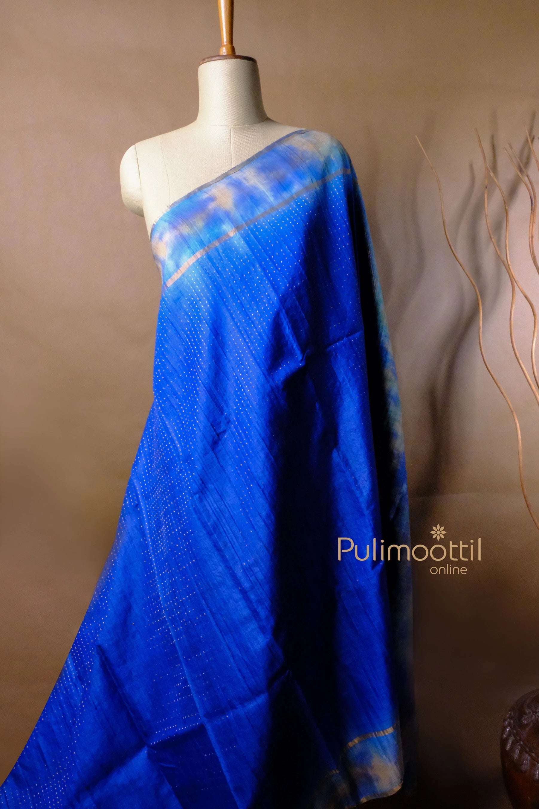 ROYAL BLUE COLOR PURE TUSSAR SILK SAREE