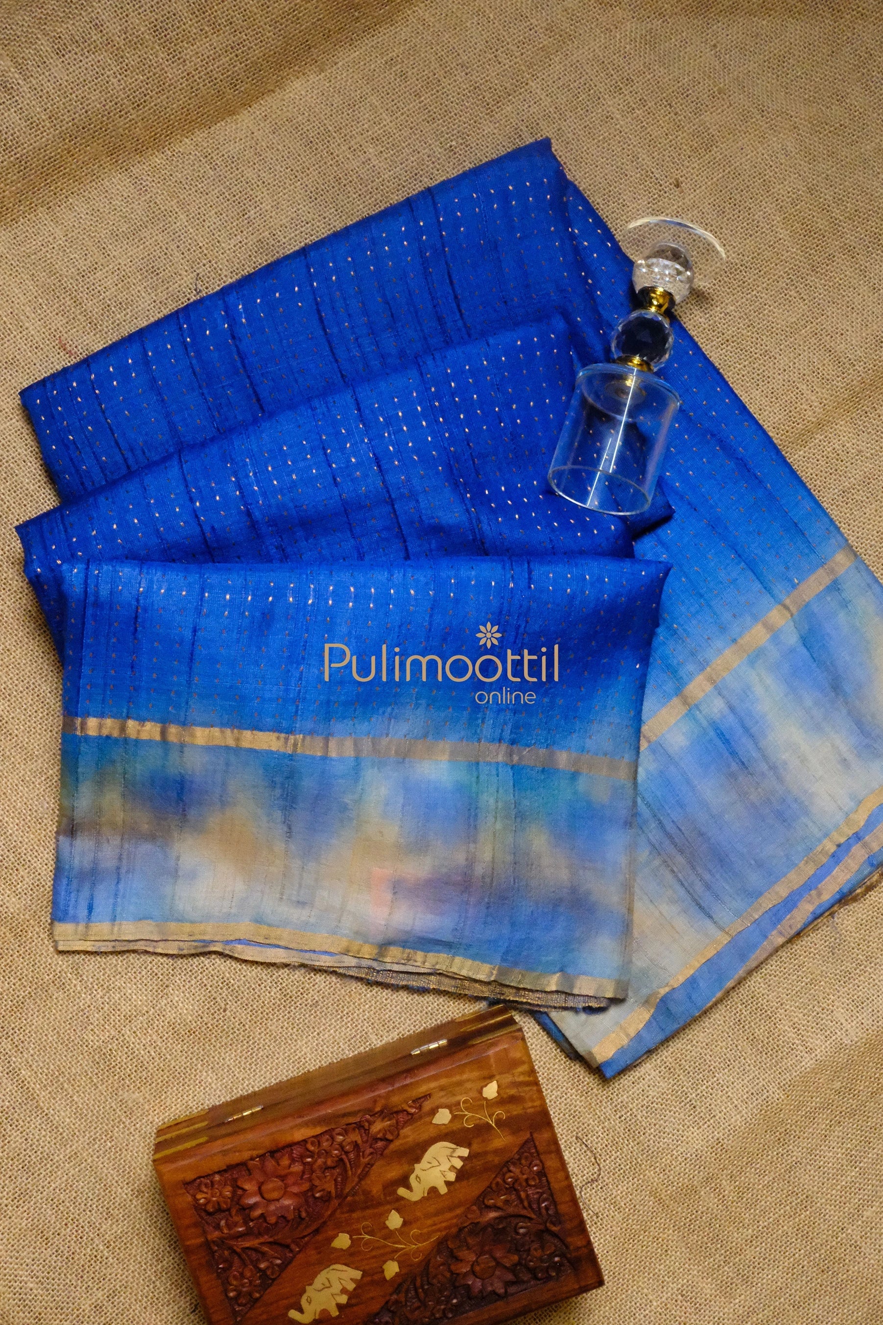 ROYAL BLUE COLOR PURE TUSSAR SILK SAREE