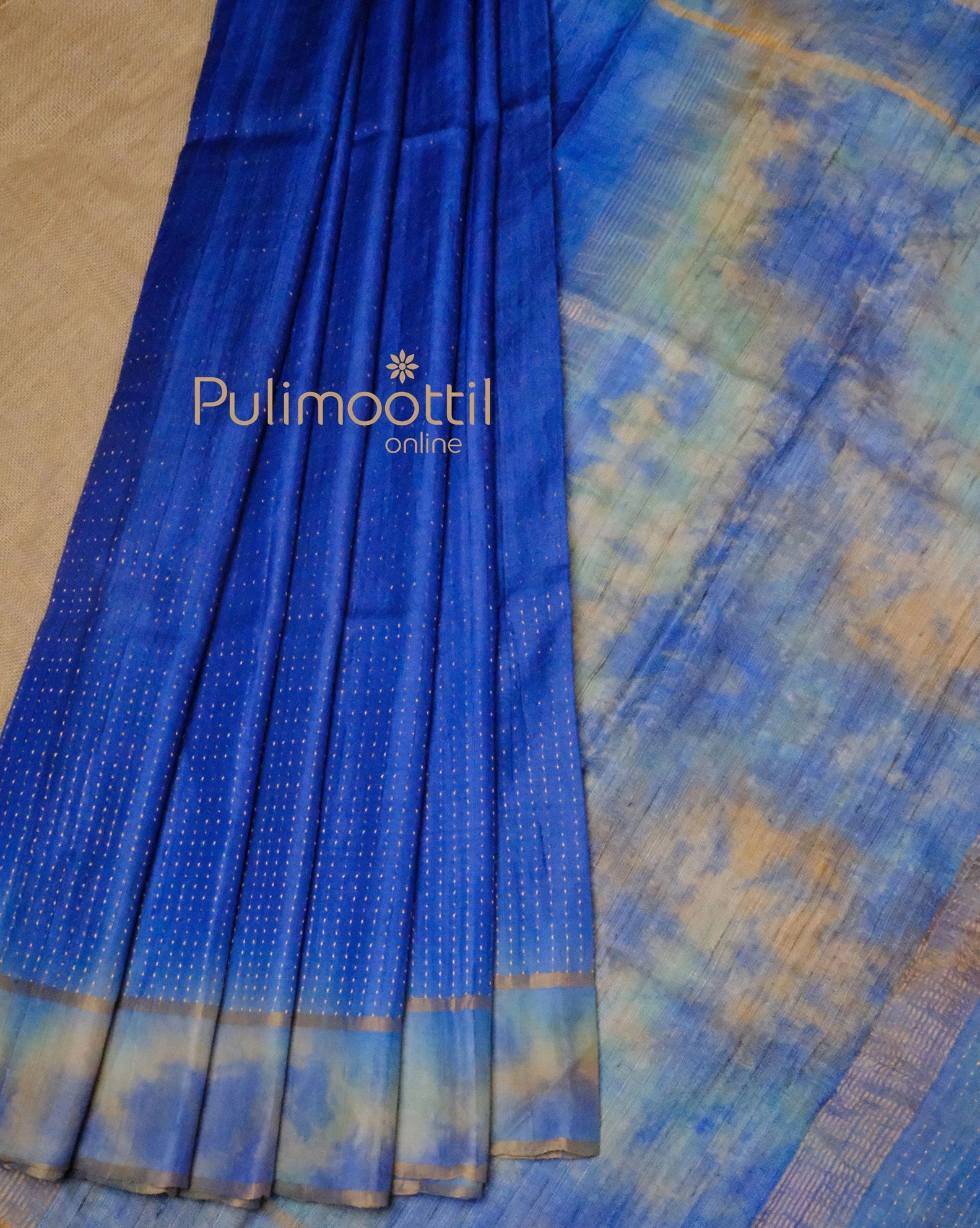 ROYAL BLUE COLOR PURE TUSSAR SILK SAREE