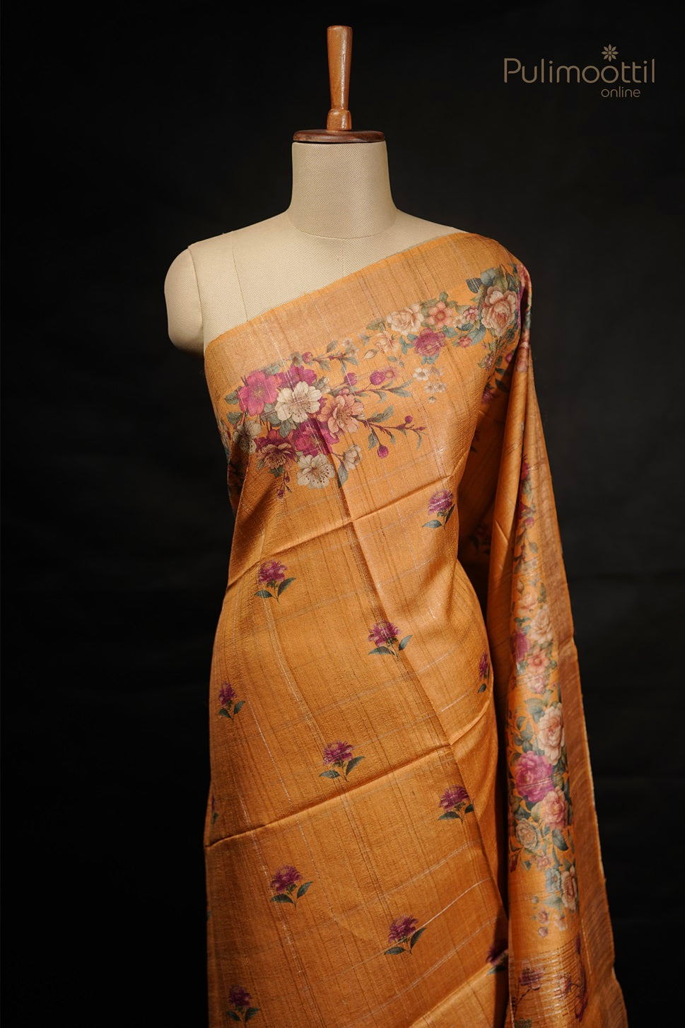 Dark Yellow Colour Jute Silk Saree