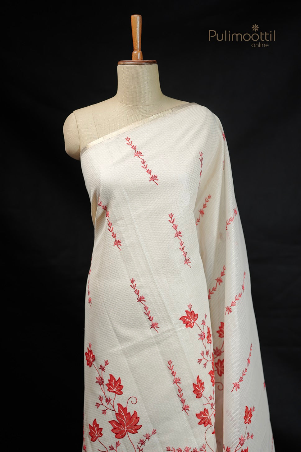 Cream Off-White Colour Net Cotta Applique Work Fancy Saree