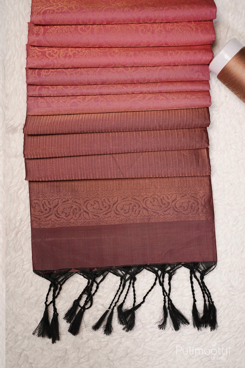 Orange Peach Colour Kanchipuram Saree