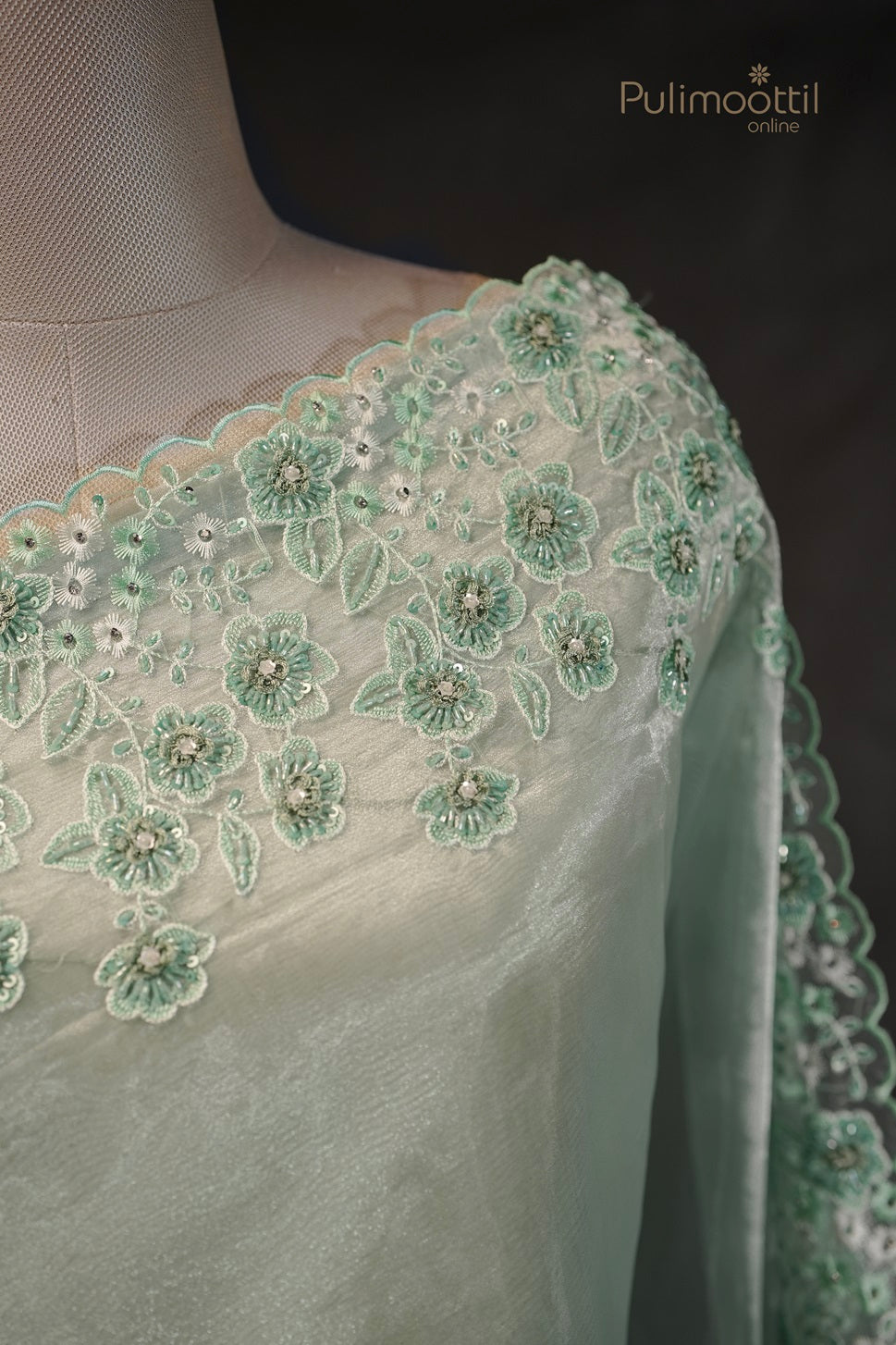 Teal Blue Colour Organza Fancy Saree