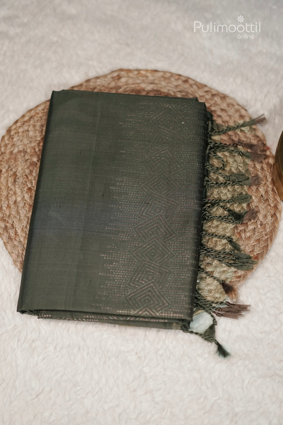 Dark Olive Green Colour Kanchipuram Soft silk Saree