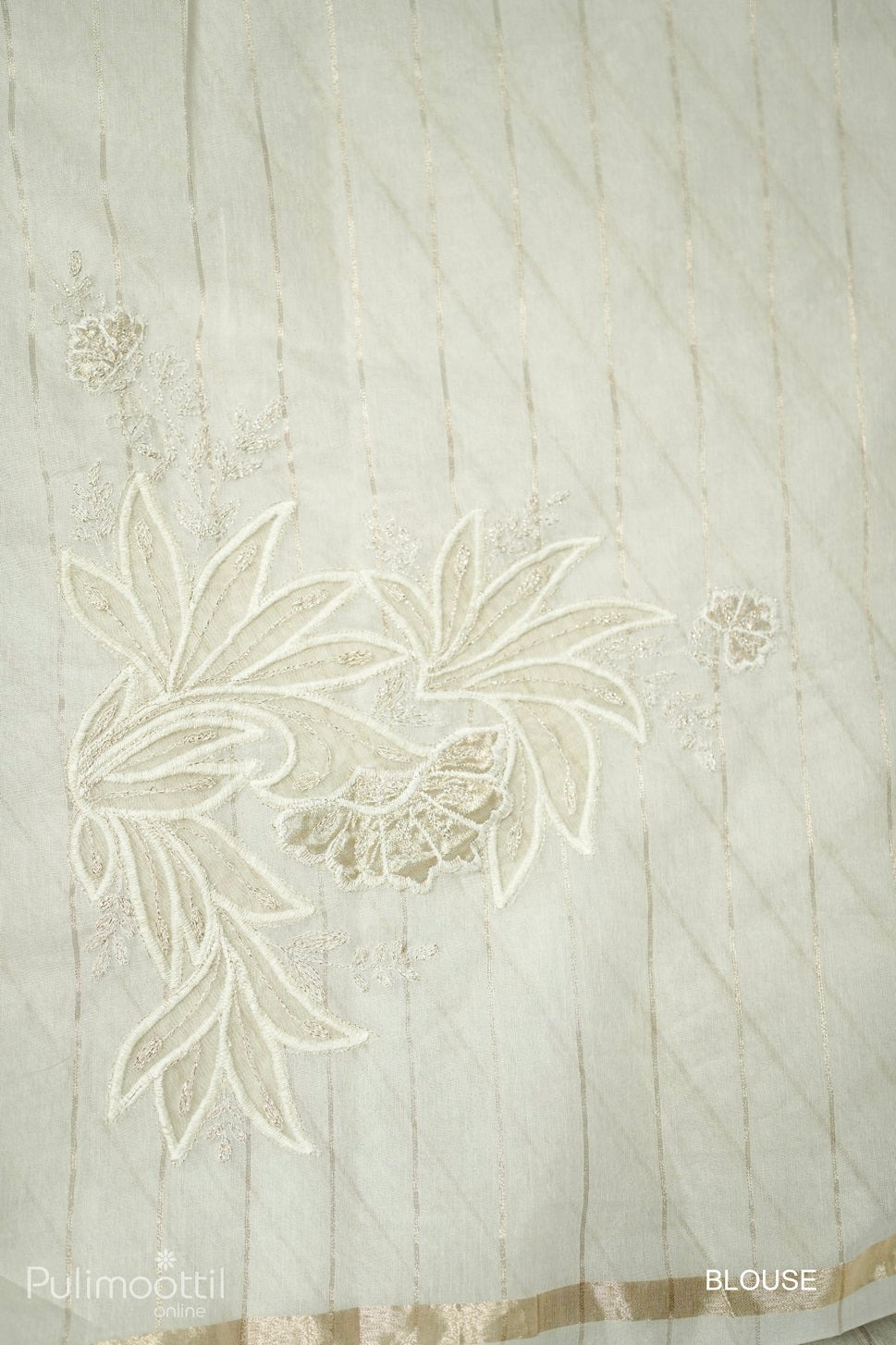 Cream Colour Chanderi Cutwork Saree