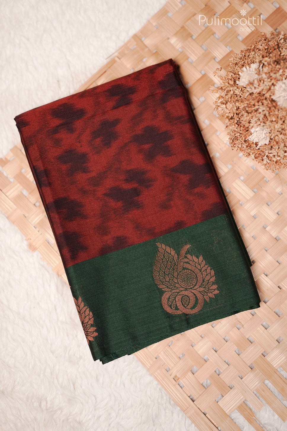 Red Colour Ekath Print Semi Kanchipuram