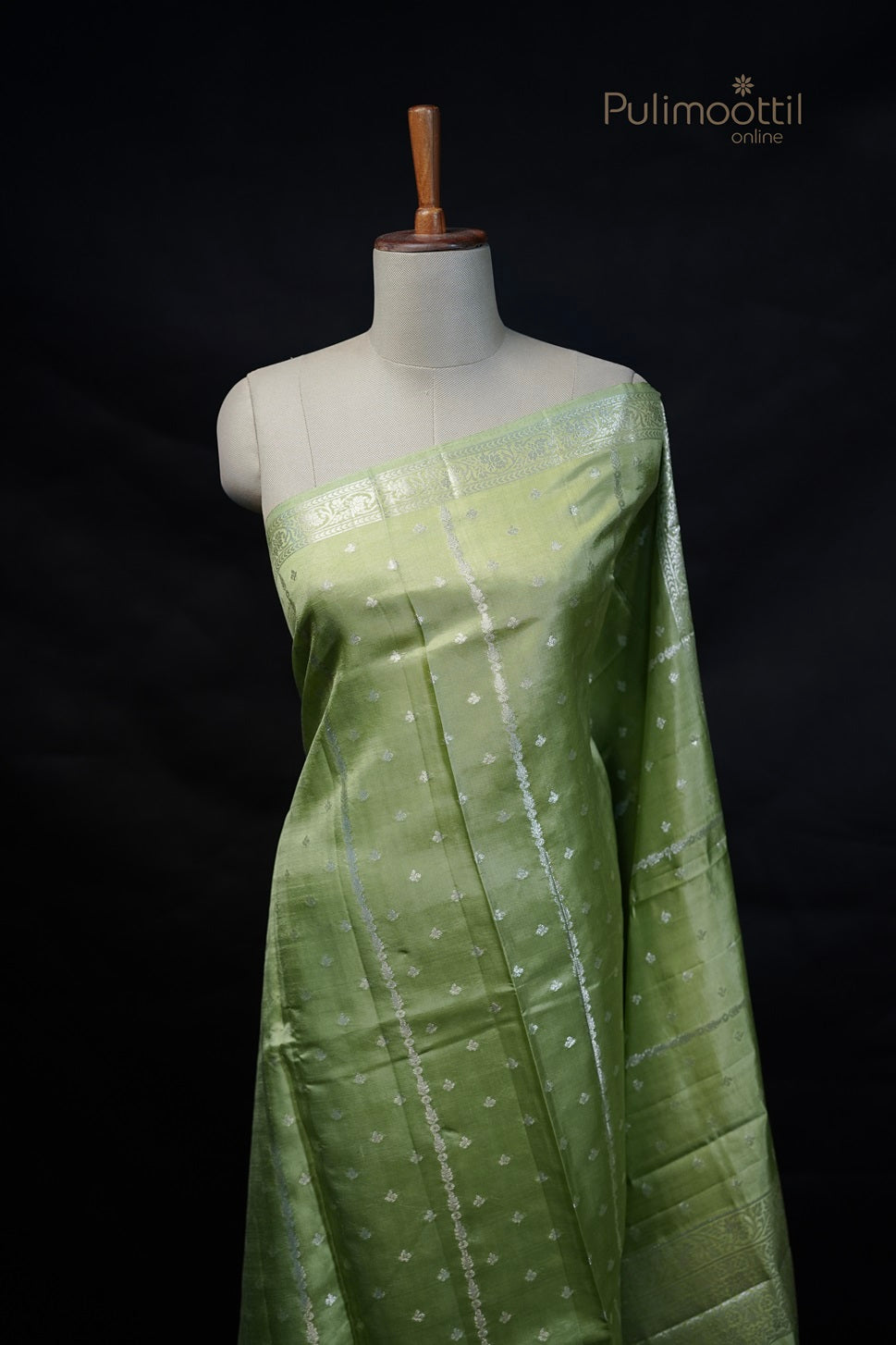 Pistachio green Chiniya Silk Saree