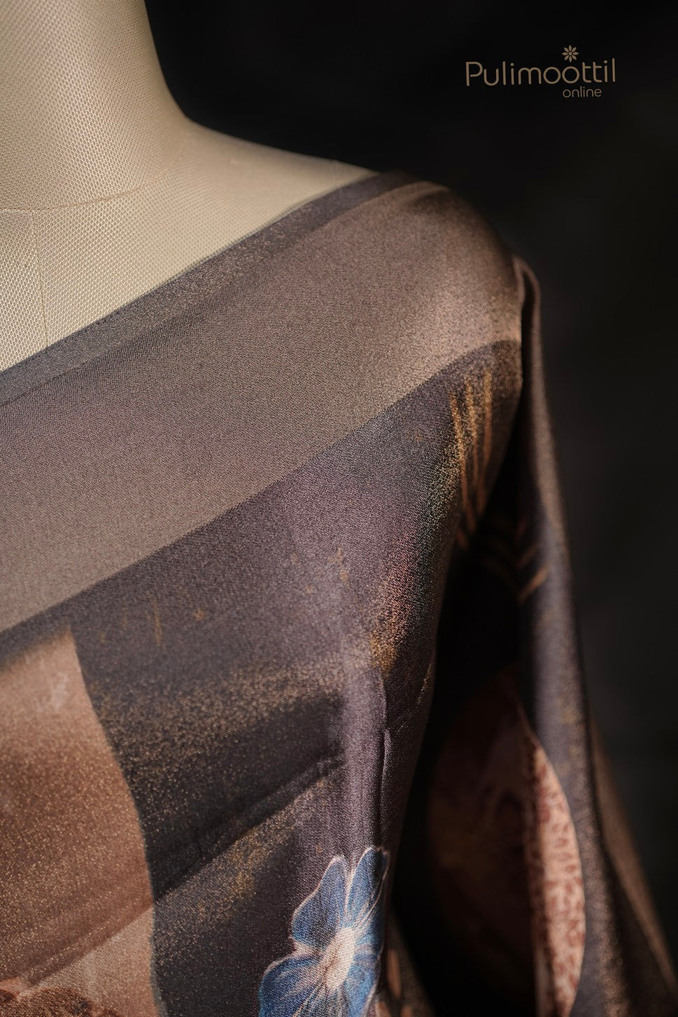 Black Colour Golden Tissue Satin Crepe Fancy Saree.