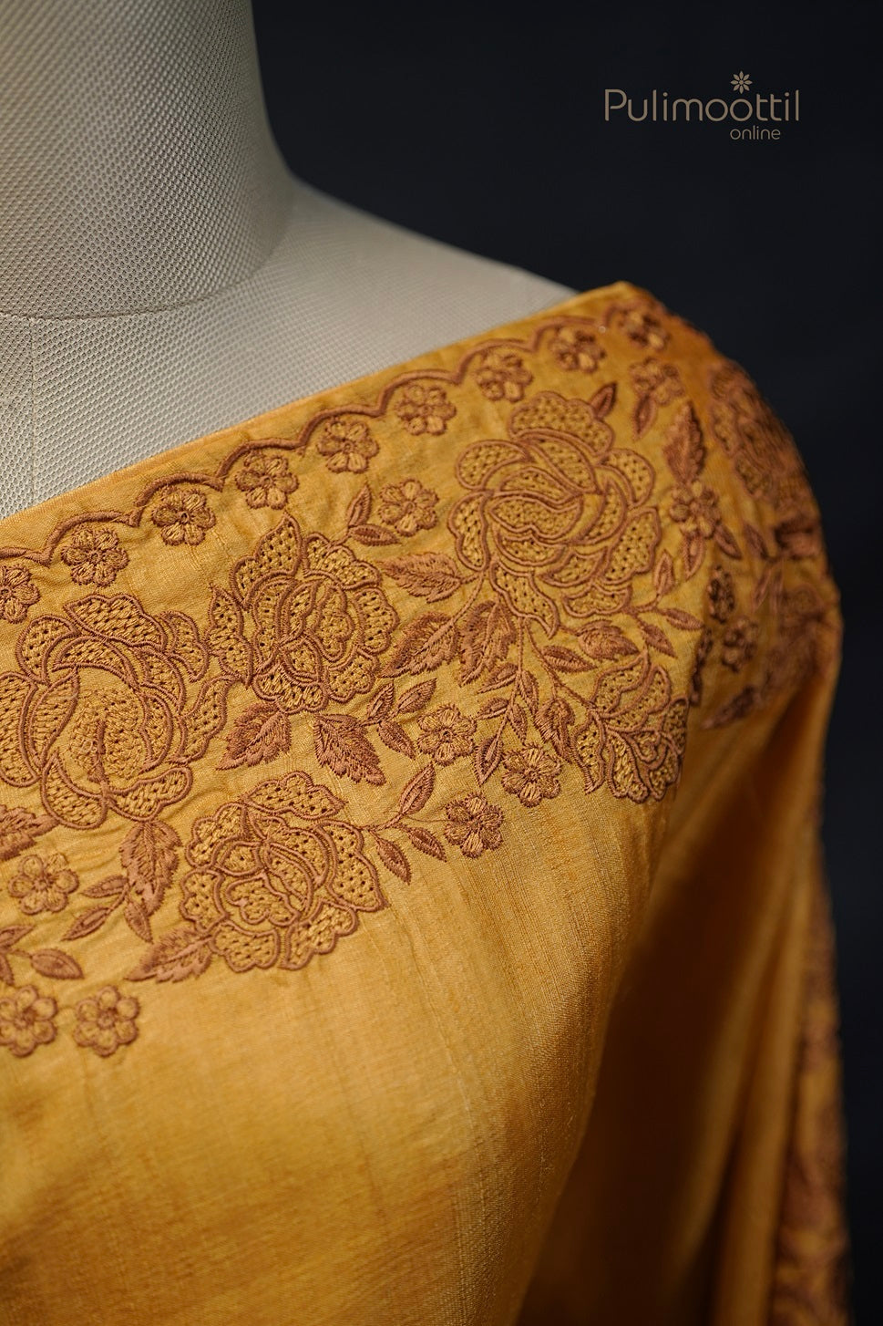 Mustard yellow Colour Tussar Silk Saree