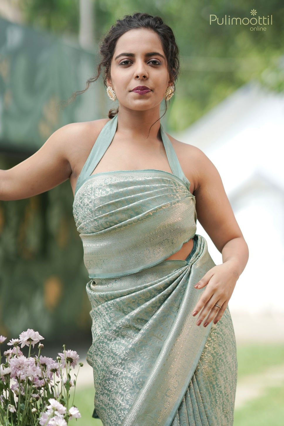 Light Sea Green Colour Banarasi Silk Saree