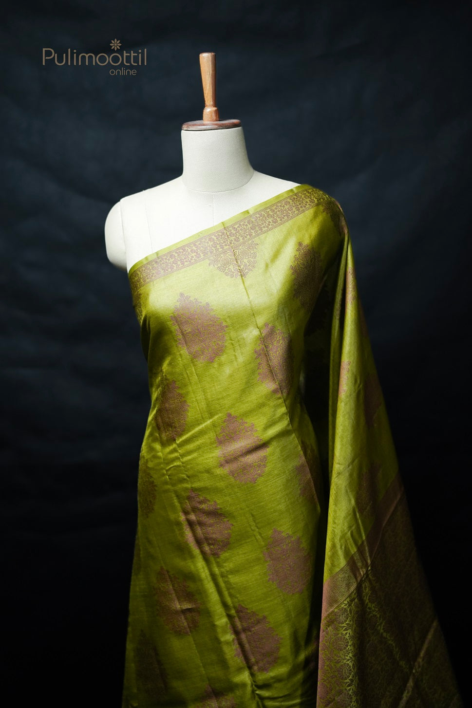 Yellow Green Colour Tussar Silk Saree